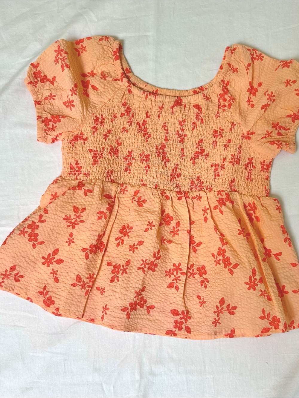 Cat & Jack Peach Top with Coral Floral Print